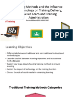 Training Methods and The Influence of Technology On Training Delivery, How We Learn and Training Administration