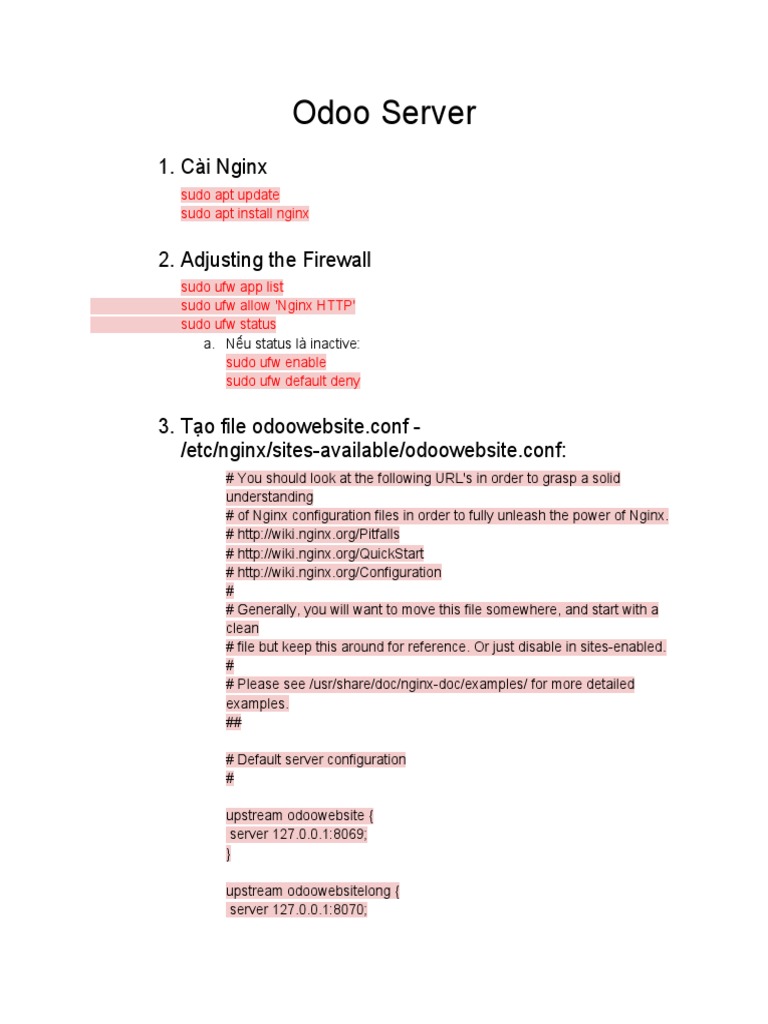 Odoo - Server Configuration - Steps Detail | PDF | Communications ...