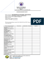 Acknowledgement Receipt: Republic of The Philippines Department of Education Region V