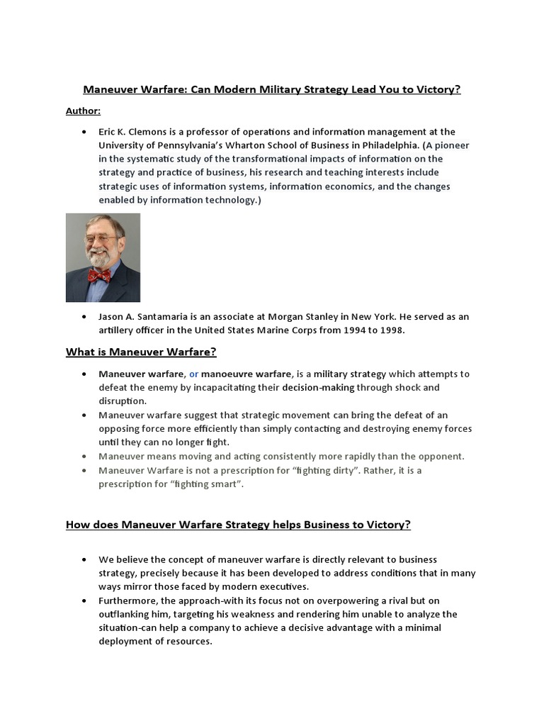 Applying Military Strategy To Business How The Principles Of Maneuver