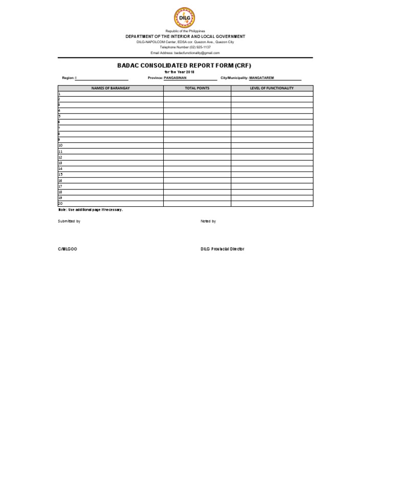 5-Badac Consolidated Report Form New | PDF