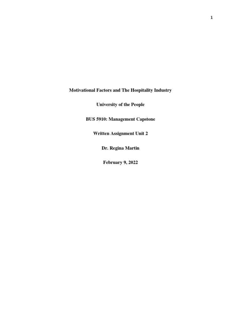 Motivating Employees in Hospitality Industry | PDF | Motivation ...