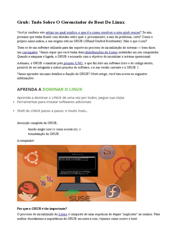 Gerenciador De Boot Linux : Grub: Tudo Sobre O Gerenciador de Boot Do ...