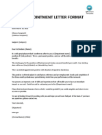 Job Appointment Letter Format: Subject: ( (Subject) )