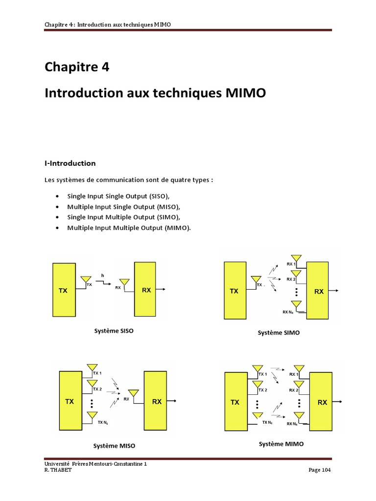 Techniques MIMO en Communication Sans Fil | PDF | MIMO | Antenne (Radio)