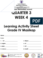 Quarter 3 Week 4: Learning Activity Sheet Grade IV Masikap