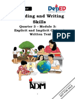 Reading and Writing Skills: Quarter 3 - Module 3: Explicit and Implicit Claims in Written Text