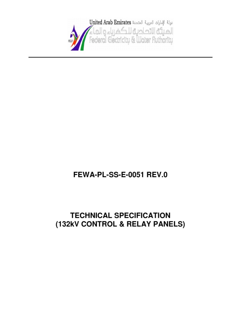 132kv Cont.& Rel. Panel Specs PDF Relay Electrical Connector