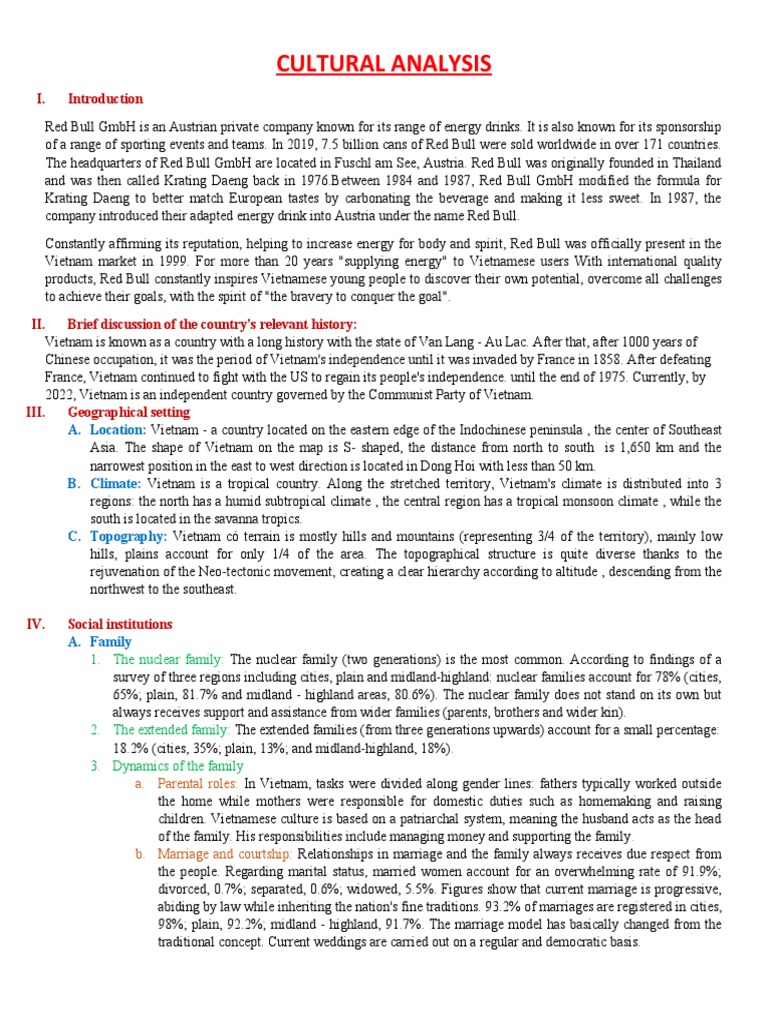 I. Cultural Analysis | PDF | Vietnamese Language | Vietnam