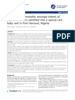 Morbidity and Mortality Amongst Infants of Diabetic Mothers Admitted Into A Special Care Baby Unit in Port Harcourt, Nigeria