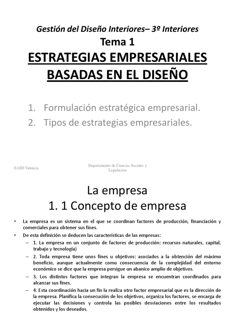 EASDV Gestión Del Diseño Interior | PDF | Análisis FODA | Business
