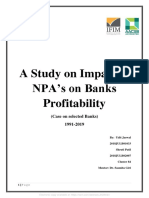 A Study On Impact of NPA's On Banks Profitability