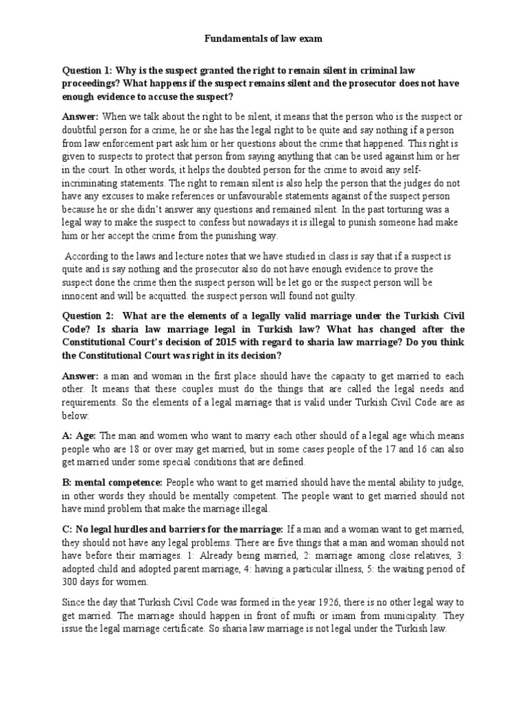 Rights in Criminal Law and Turkish Marriage Law | PDF | Right To ...
