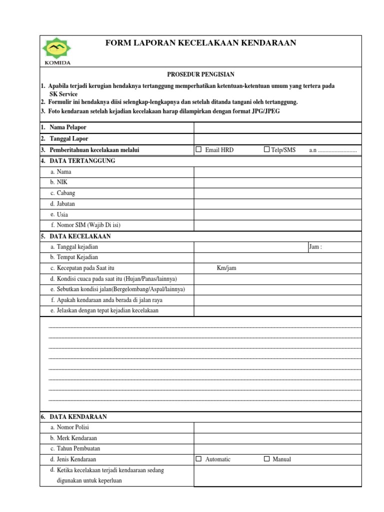 Form Kecelakaan Kerja 2015 Pdf