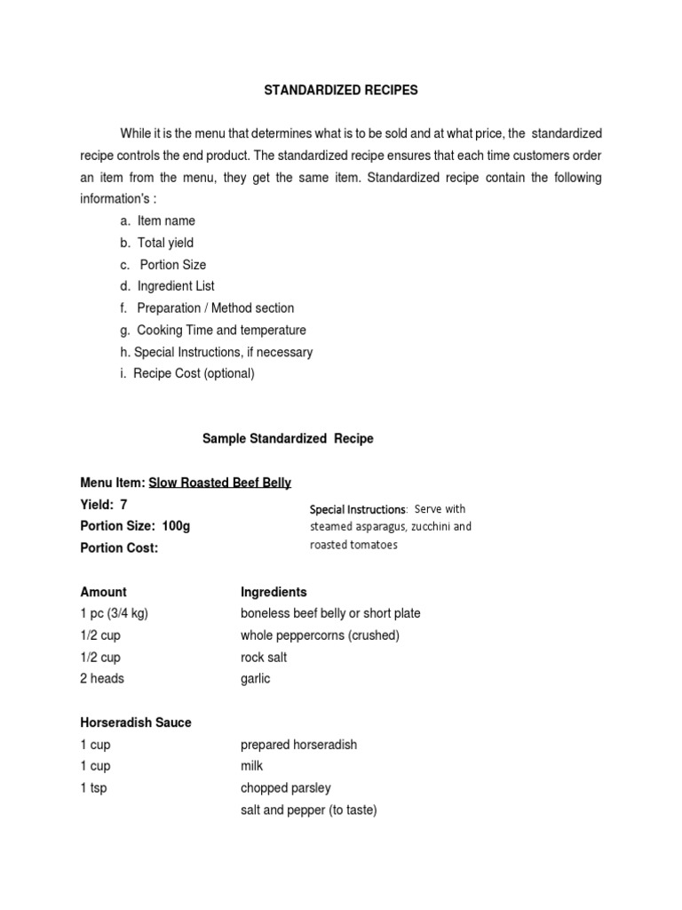 Standardized Recipes PDF Ounce Foods