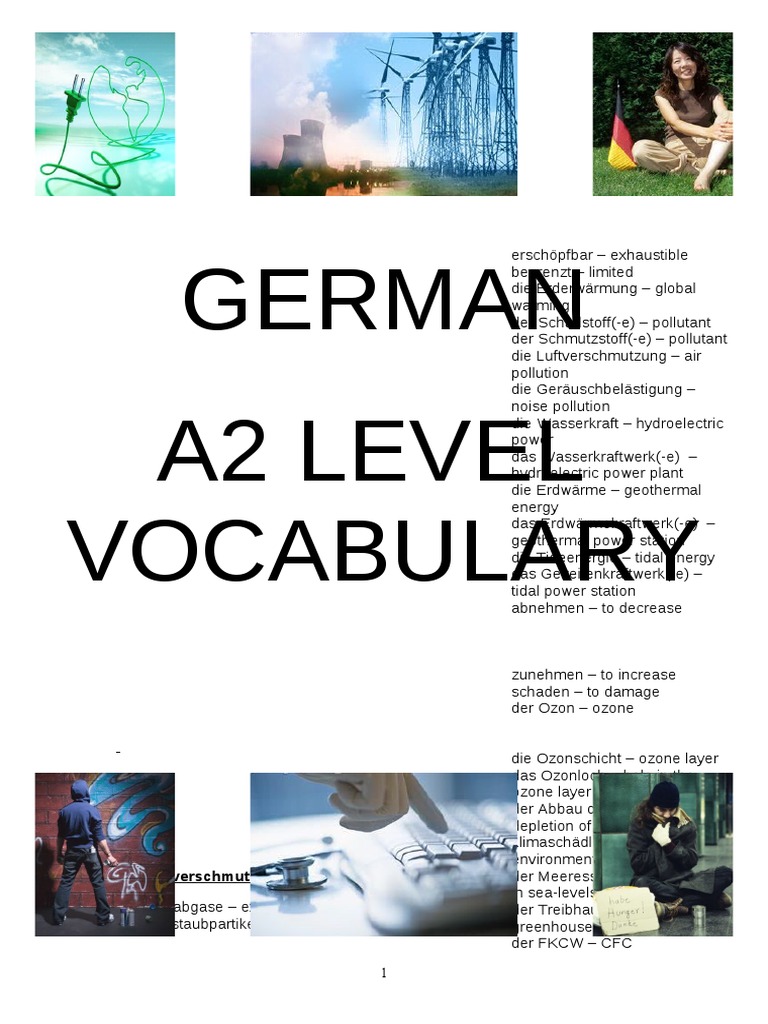 German A2 Vocabulary List PDF 1ln | PDF