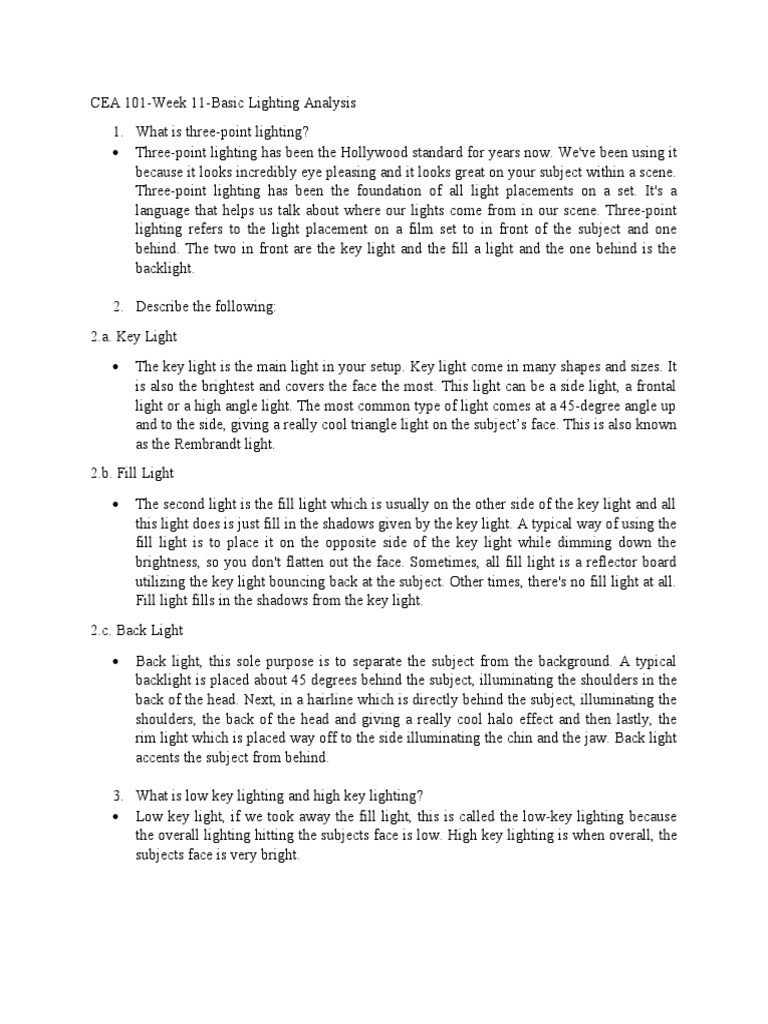 Basic Lighting Analysis PDF