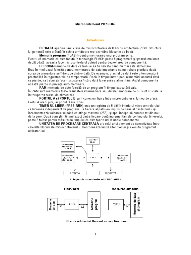 Microcontrolerul PIC16F84 | PDF