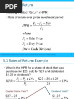 5.1 Rates of Return: Holding-Period Return (HPR)