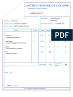 Khallikote Autonomous College: Grade Sheet