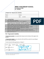 ST Gabriel'S Secondary School: Mathematics Department 2022 Chapter 10.2: Identities