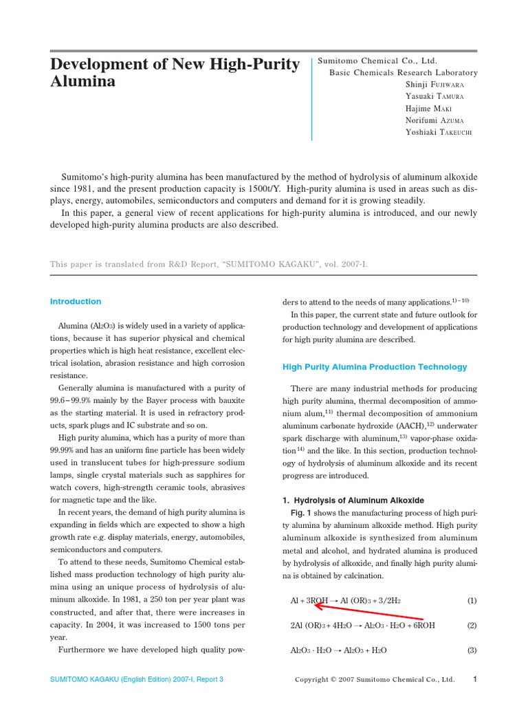 Sumitomo Process PDF Sintering Aluminium Oxide