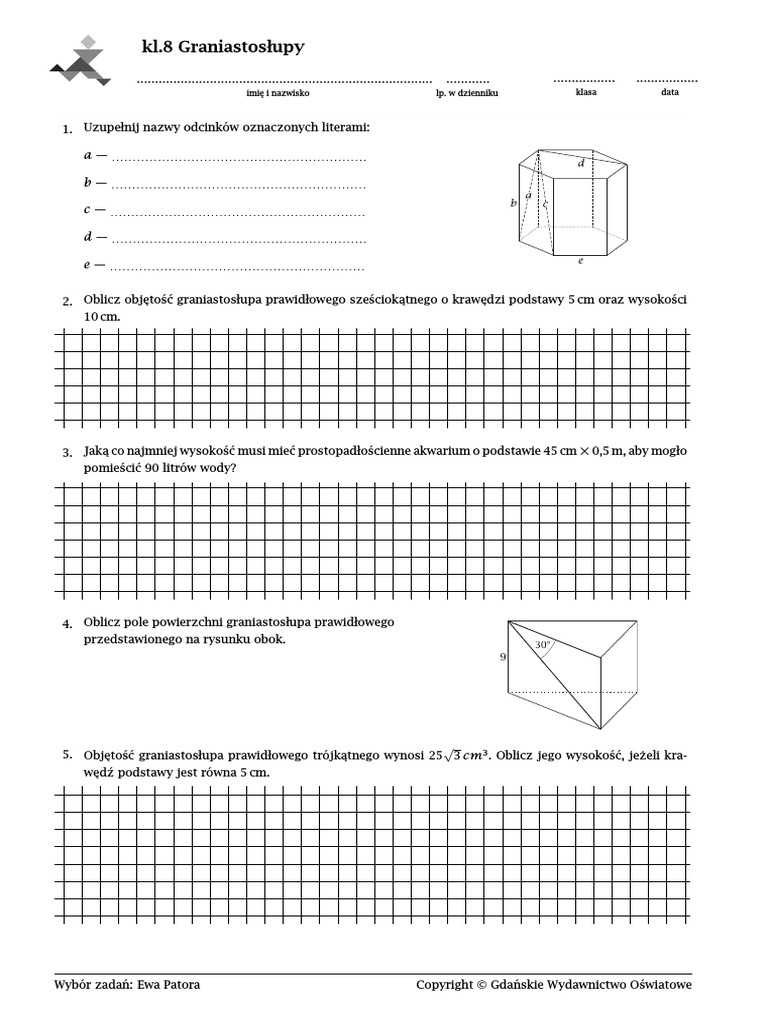 Graniastoslupy Zadania Klasa 8 Gwo Pdf