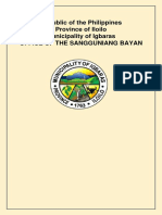 Republic of The Philippines Province of Iloilo Municipality of Igbaras Office of The Sangguniang Bayan