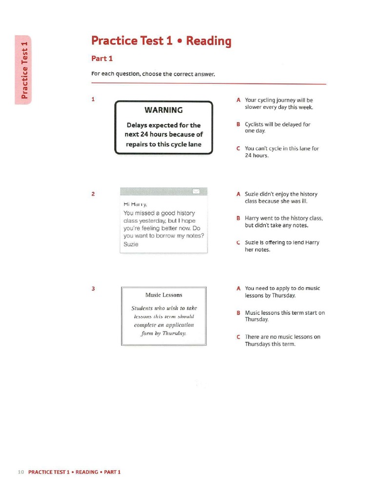 Pet Oxford 2020 - Test 1 - Reading | PDF