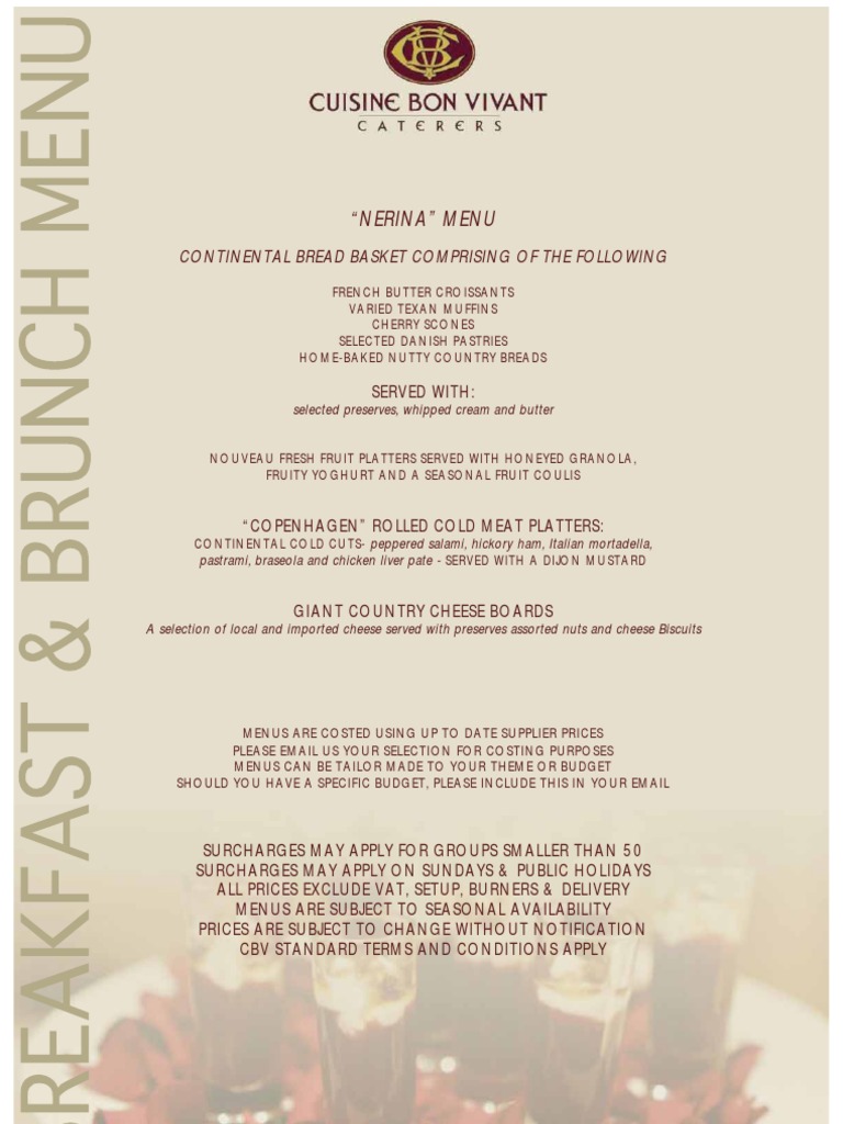 Gourmet Breakfast and Menu Options | PDF | Foods | Cuisine