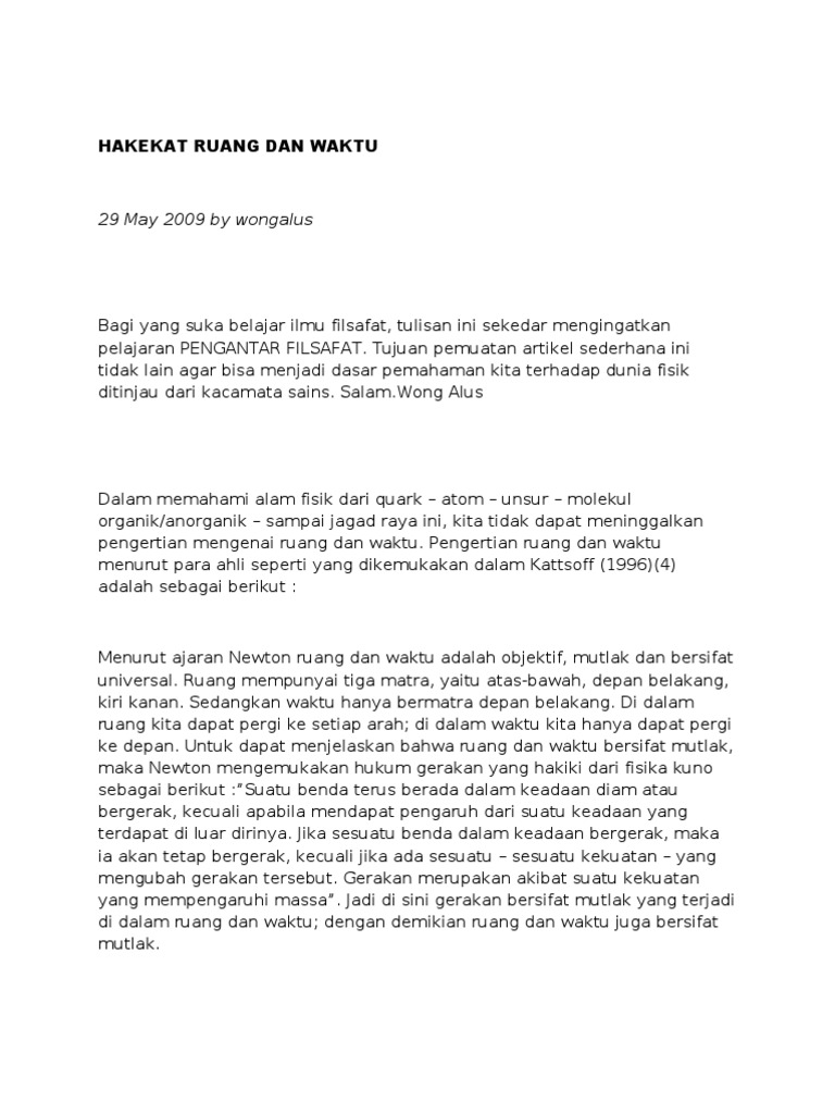 Aku Dan Waktu Rumah Filsafat