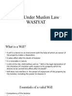 Wills Under Muslim Law Wasiyat