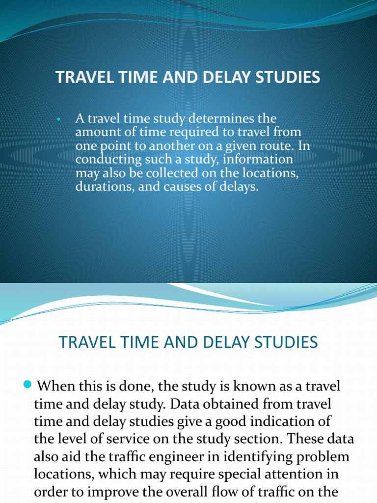 Travel Time and Delay Studies PDF Traffic Highway