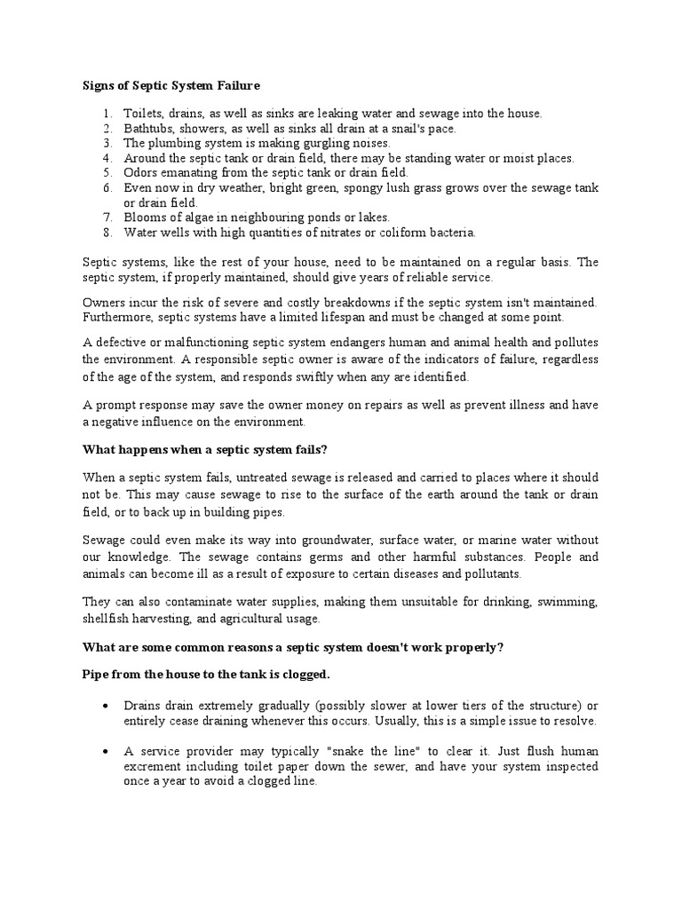 Septic System Failure Signs and Solutions | PDF | Septic Tank | Sewage