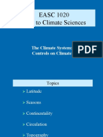 EASC 1020 Intro To Climate Sciences: The Climate System: Controls On Climate