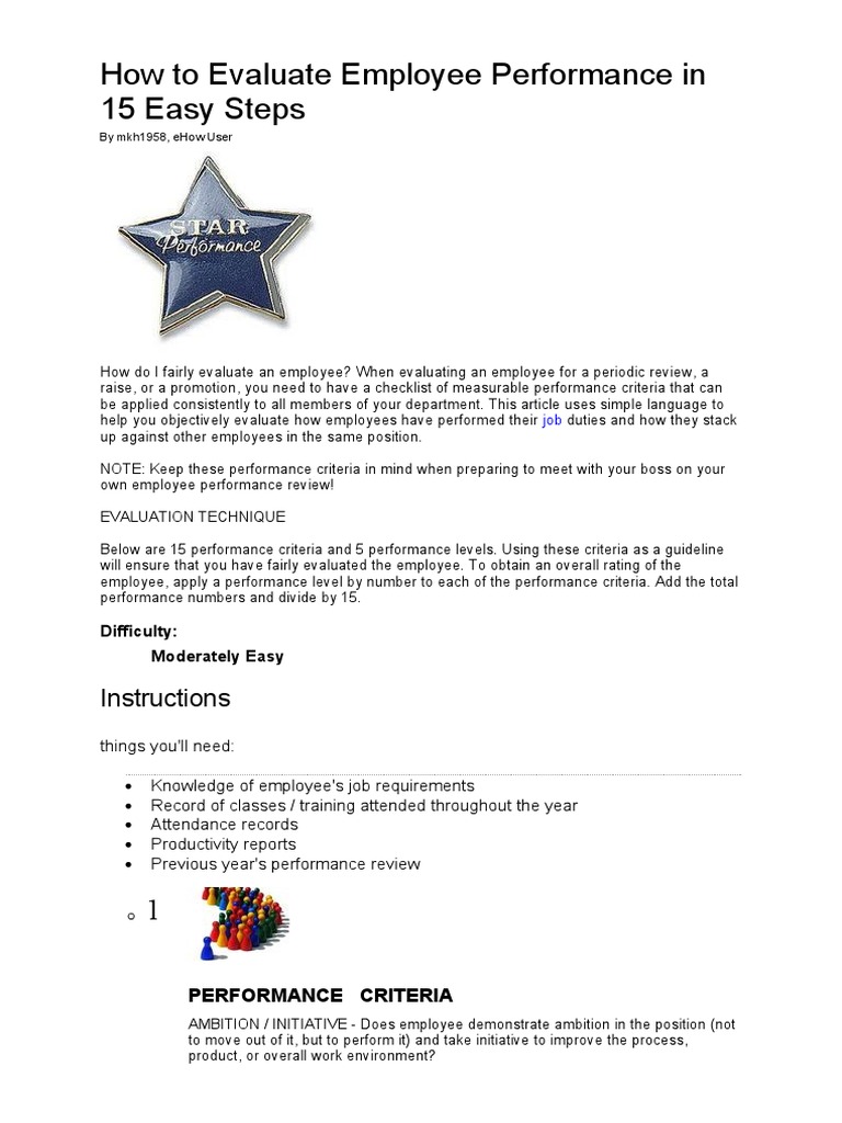 15 Steps to Evaluate Employee Performance | PDF | Business ...
