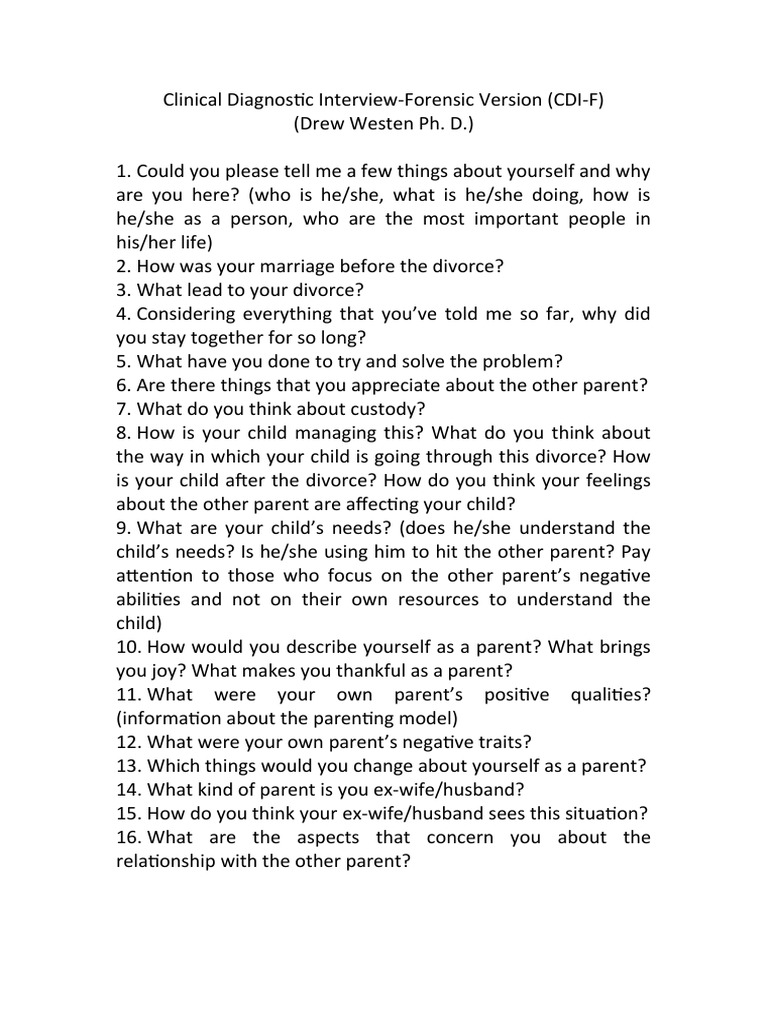 Clinical Diagnostic Interview PDF Emotions Anxiety