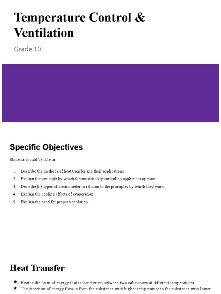 Temperature Control & Ventilation | PDF | Heat Transfer | Thermostat