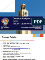 Decision Analysis: ZG535 Module 0 - Course Introduction