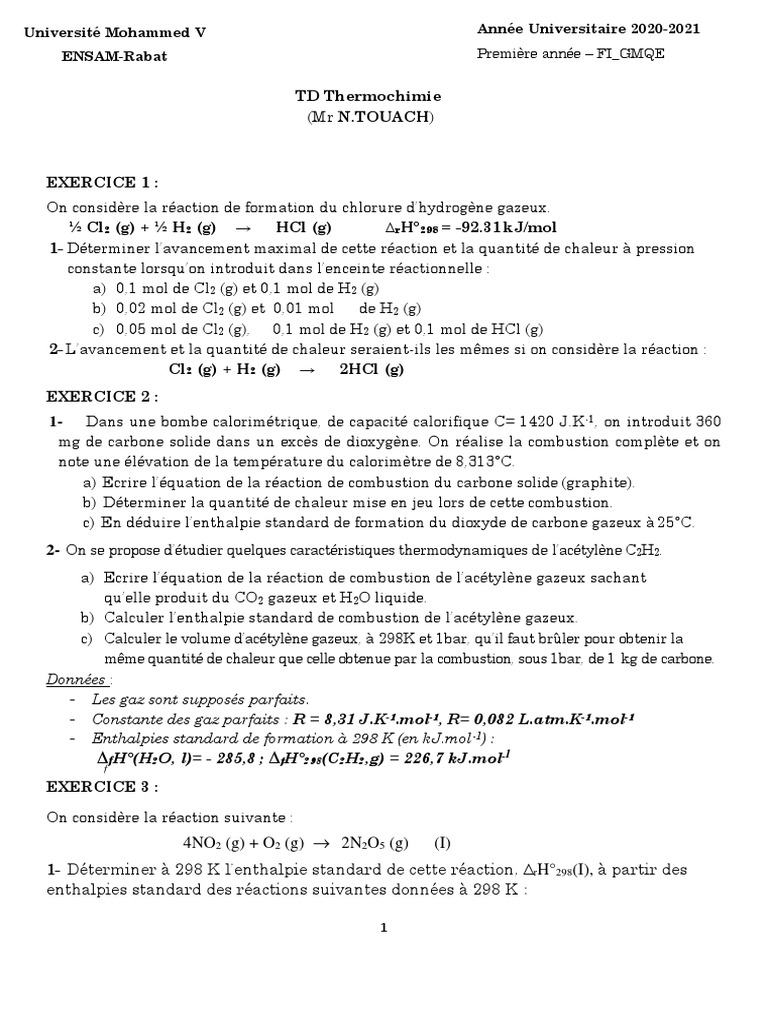 Calorimétrie de réactions chimiques | PDF | Enthalpie | La combustion