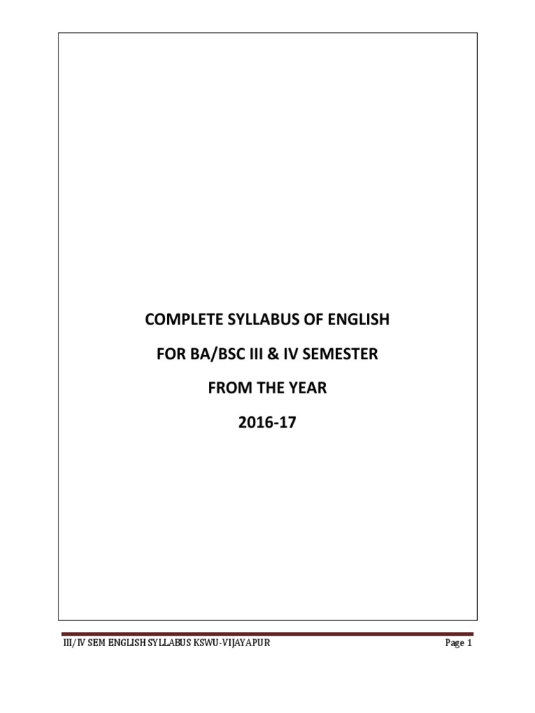 KSWU English Syllabus for Sem 3 & 4 | PDF | Essays | Linguistics