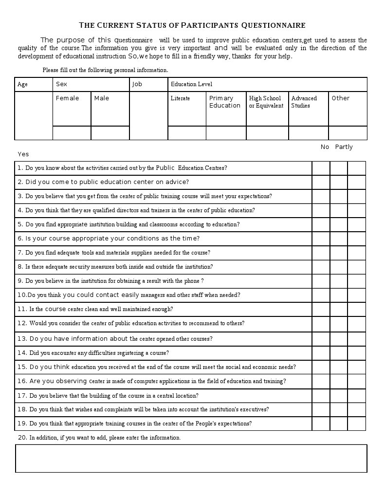 Public Education Centers Questionnaire | PDF | State School | Behavior ...
