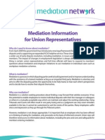 Mediation Information for Union Representatives