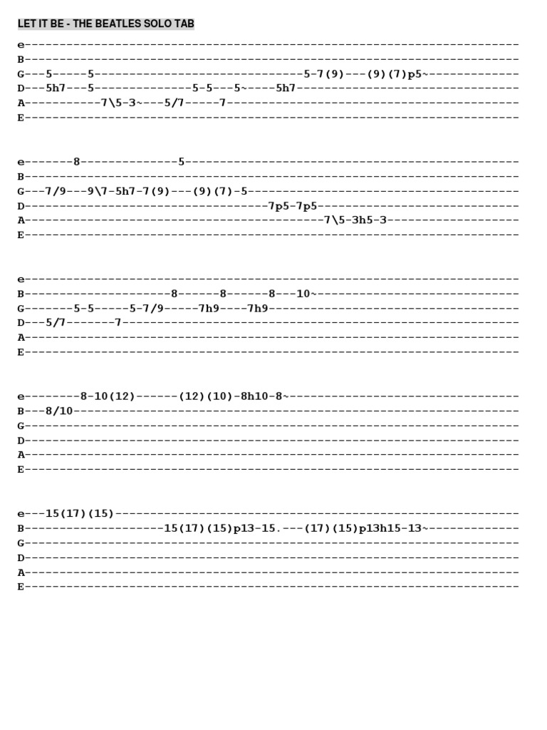 Solo de Guitarra: Let It Be | PDF