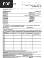 Pakistan Exams Cie o A Reg Form Oct09