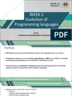 Week 2 Evolution of Programming Languages: IPT101 Integrative Programming Technologies I