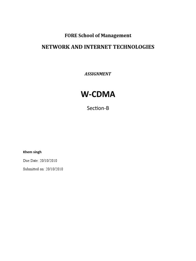 W Cdma Network And Internet Technologies Pdf Telecommunications