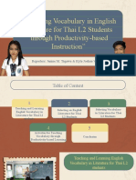 Teaching Vocabulary in English Literature For Thai L2 Students Through Productivity-Based Instruction