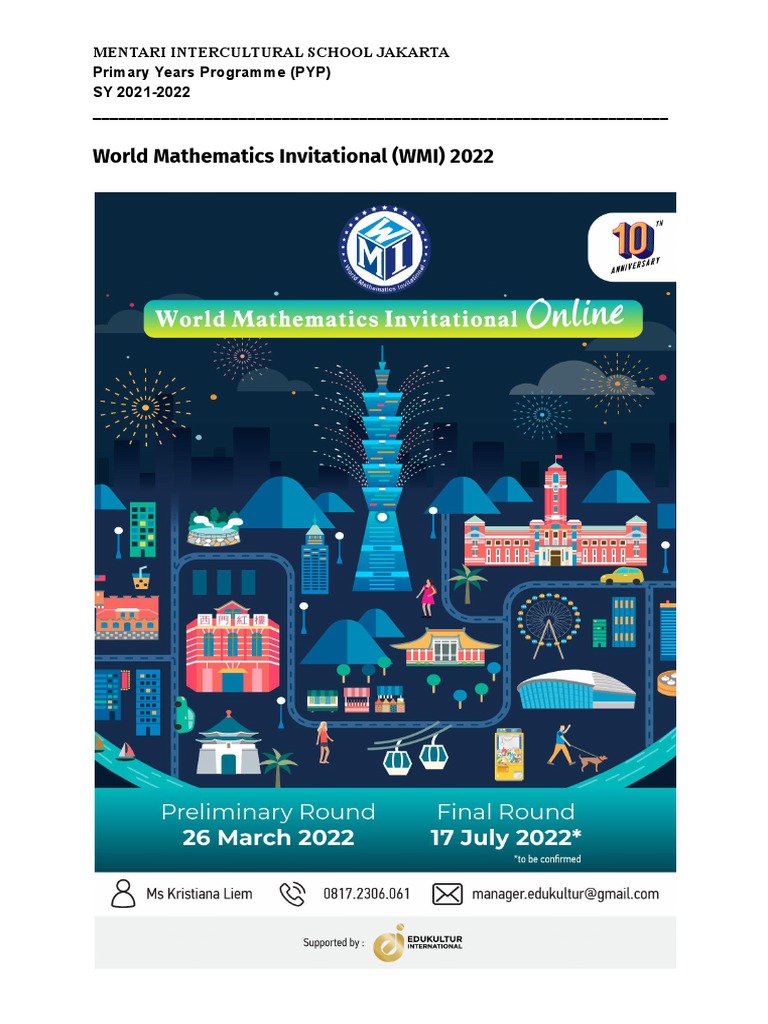 World Mathematics Invitational (WMI) Invitation For Students