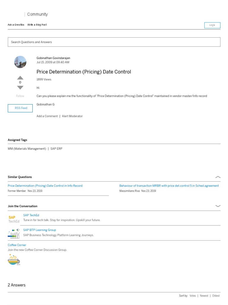MM SAP Price Determination Date Control PDF Business